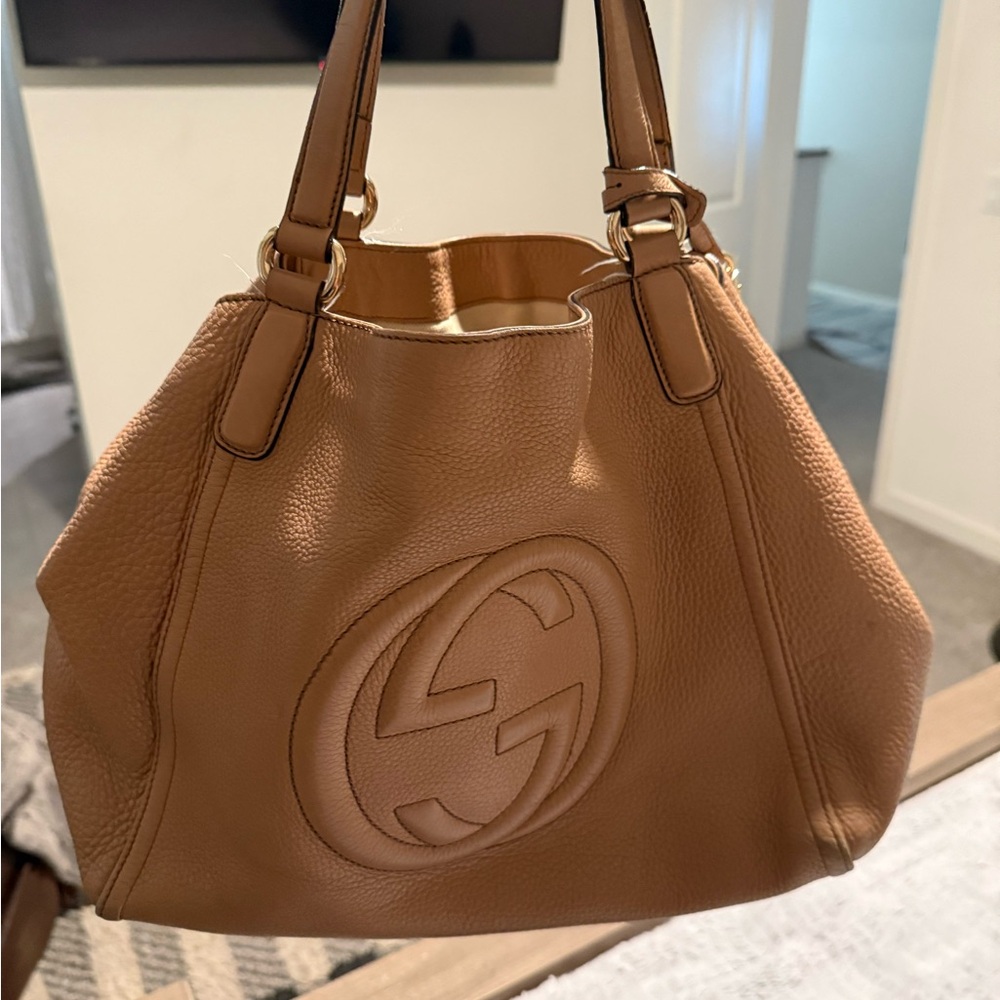 Gucci Brown Pebbled Leather Shoulder Bag